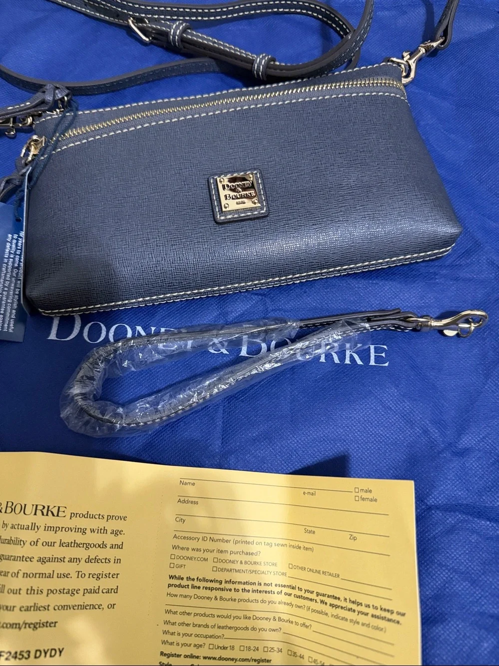 Dooney & Bourke Dark Gray Saffiano Leather Crossbody Wristlet/crossbody